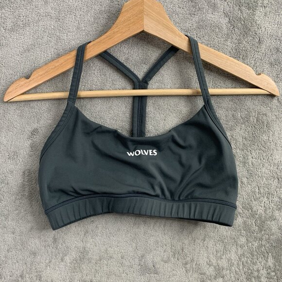 Darc Sport Sports Bra Womens Small Gray Workout Gym Athleisure Wolves Numbered - Picture 1 of 8